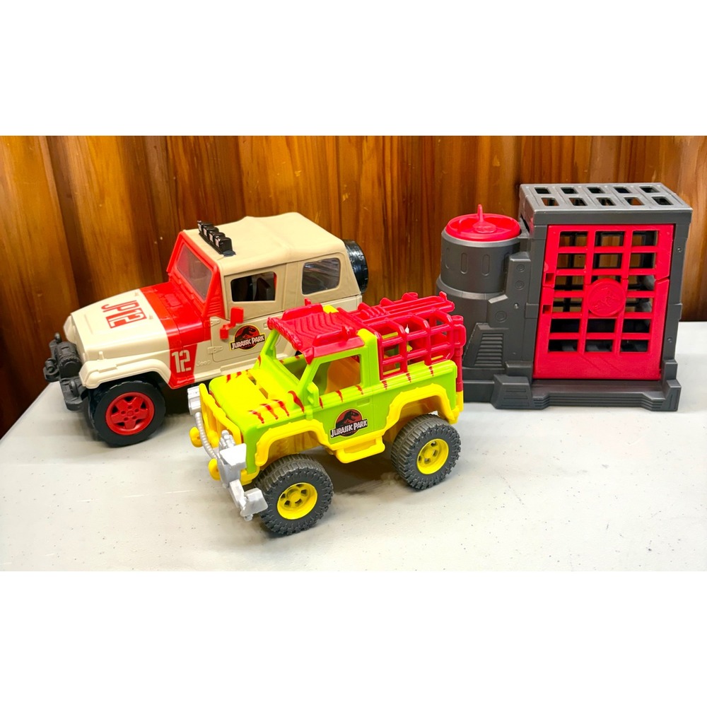 Jurassic Park World Legacy Jeep Wrangler, 4x4 Truck, Containment Crate Toy Lot